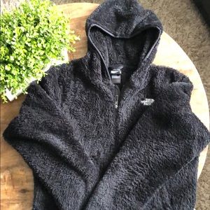 Hooded The North Face fuzzy black jacket